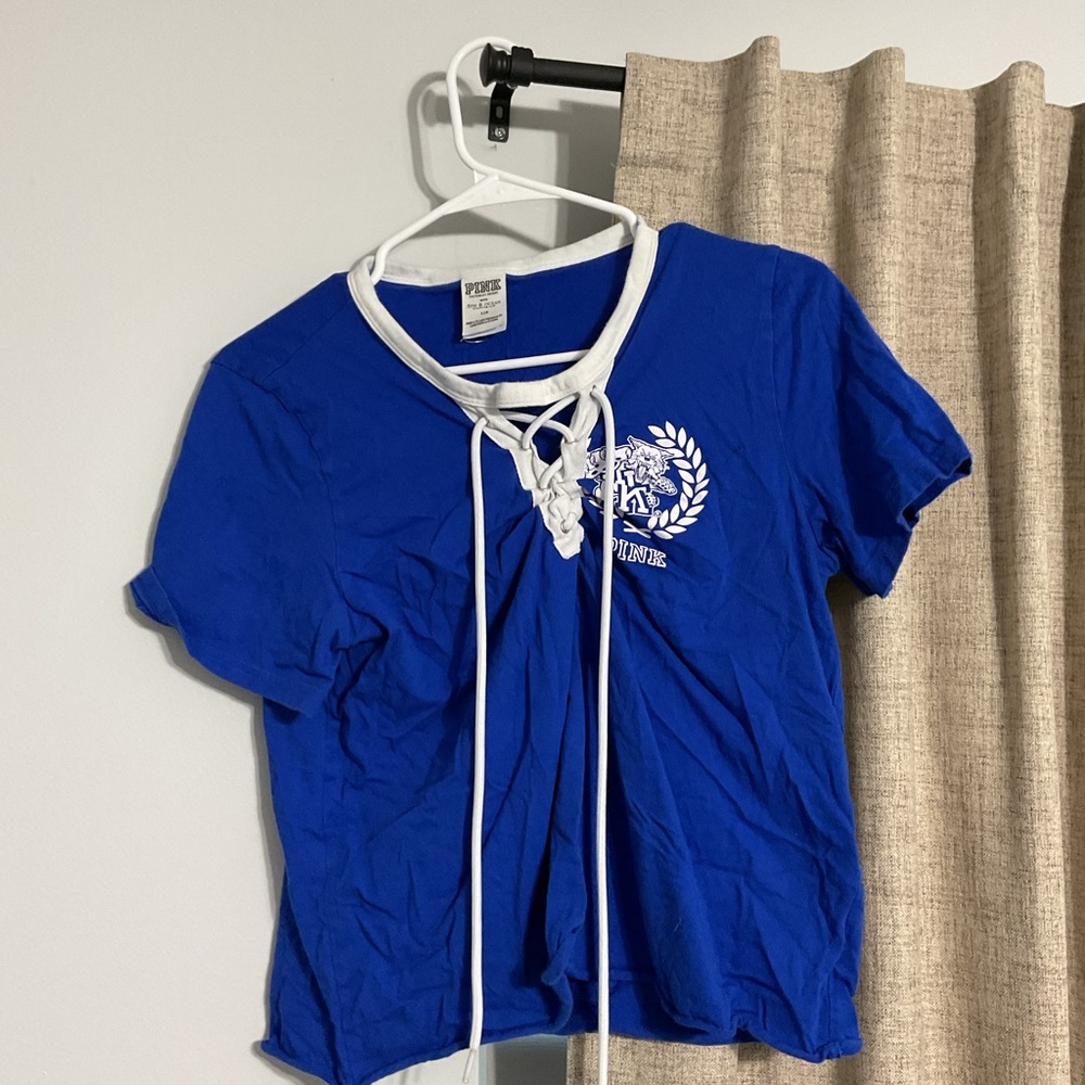 PINK Victoria's Secret Blue Lace-Up Top